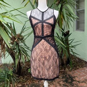 Black Lace and Nude Beige Dress